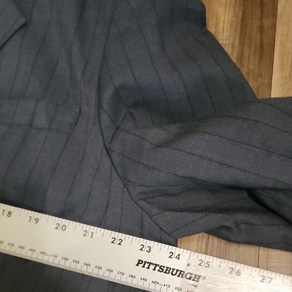 Harvé Benard Gray Pinstripe Long Blazer Coat Sz18 Plus Size Office Career Chic - Picture 9 of 12